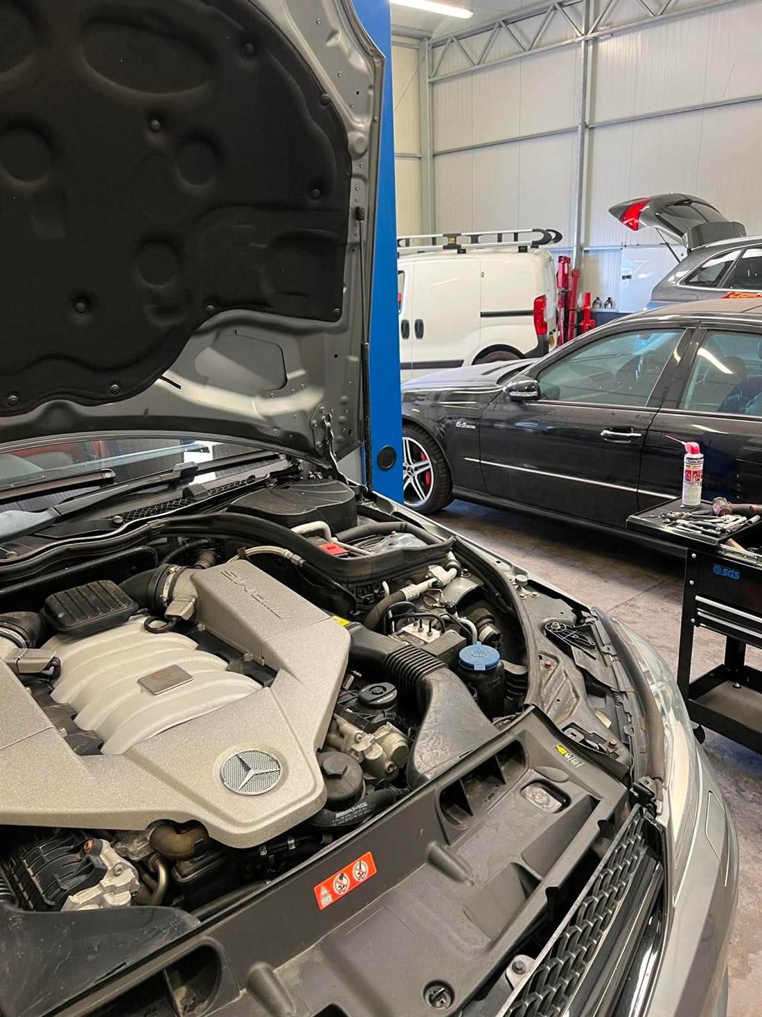 Mercedes C63 AMG in the workshop