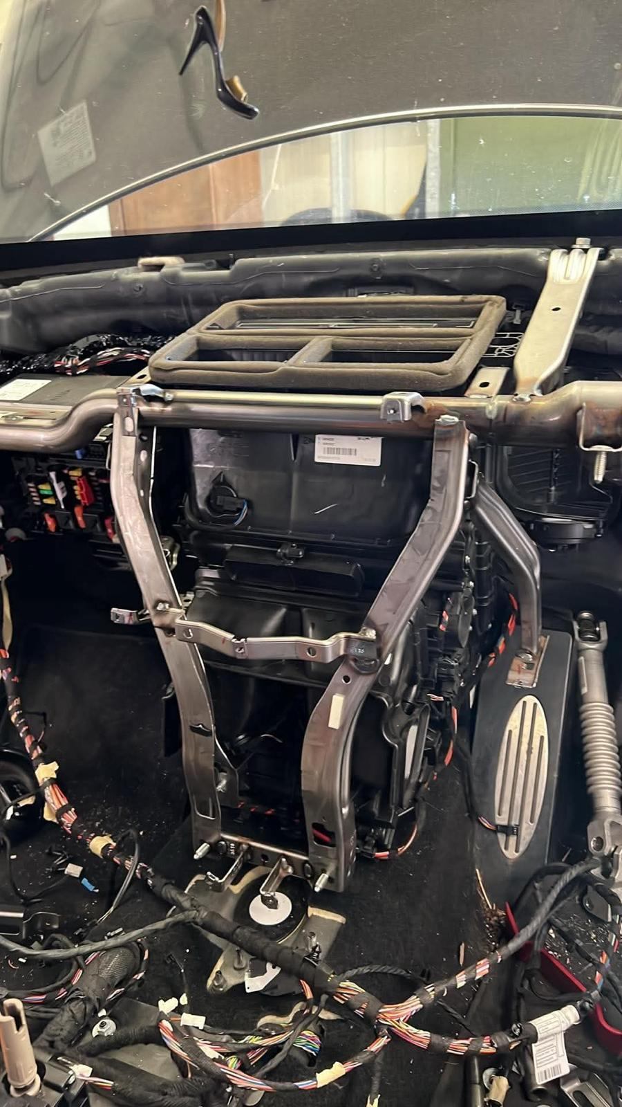 Dashboard fully stripped to access heater unit
